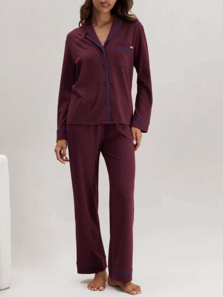 Lunya Bnwt Slumberknit Shawl Collar Button Down Pant Set In Calliope Size S